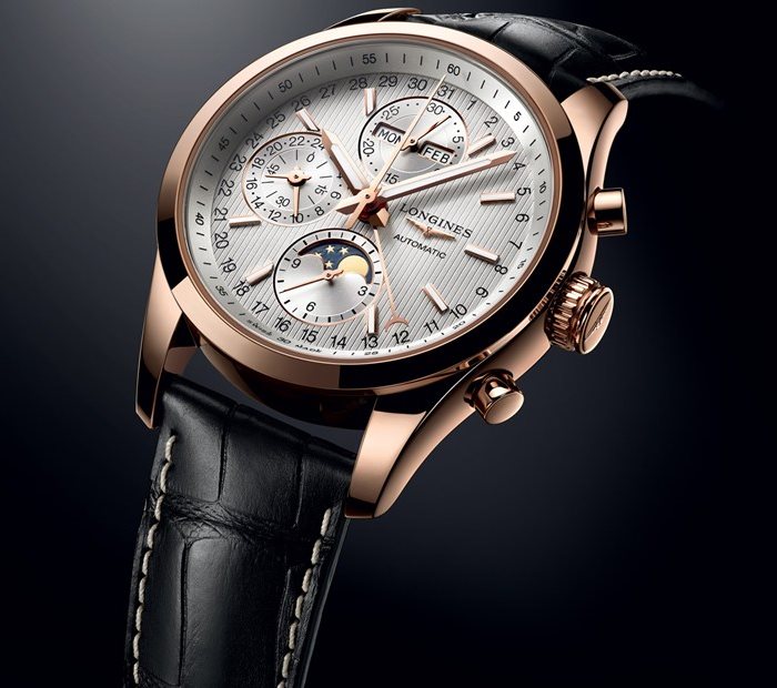 Longines Conquest Classic Moonphase or rose et cuir