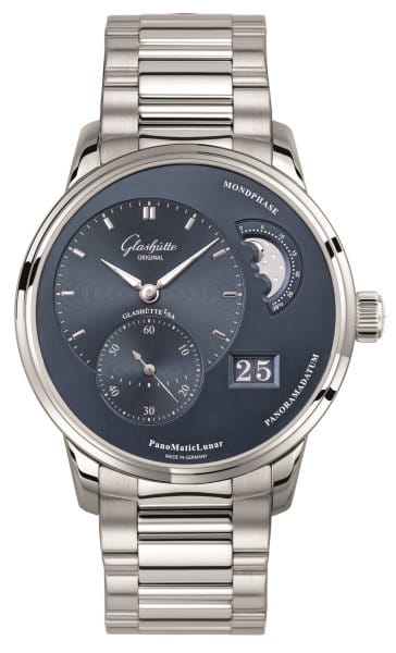 Glashütte Original PanoMaticLunar acier et cadran bleu avec bracelet acier