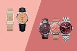 Rouge ou saumon couleur cadran montre